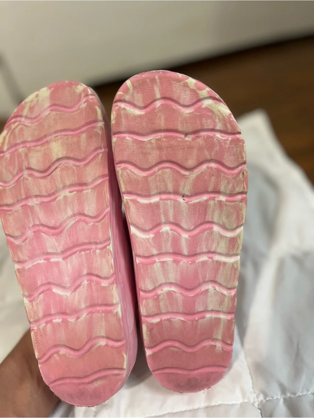 The Children's Place Pink and White Marbled Slide Sandals - Double Buckle